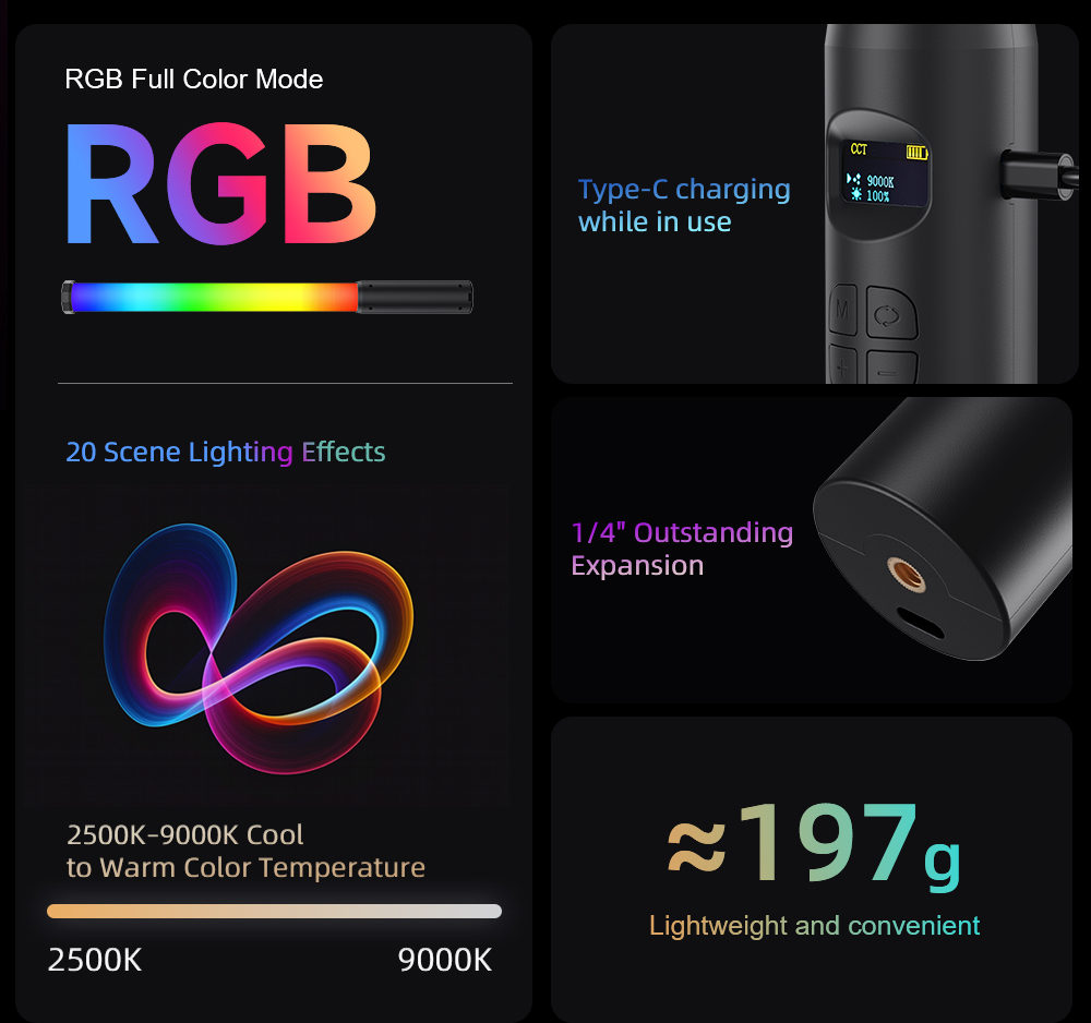 LUXCEO P300 RGB Tube 5W 380LM  - Photography Lighting Stick recensie en prijs