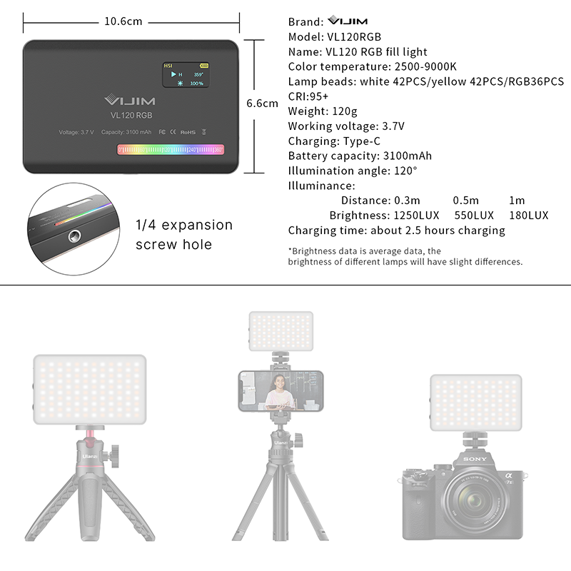 Ulanzi VL120 RGB Camera Video  - Photography Lighting Wireless recensie en prijs